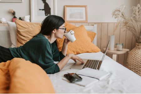 Woman working on laptop